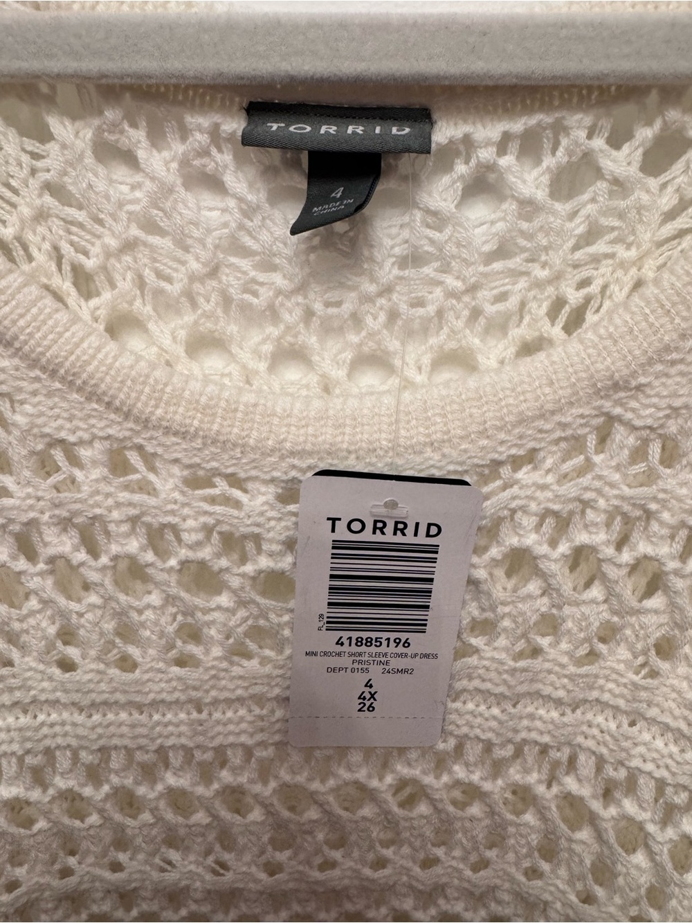 torrid Cream Crochet Swim Cover-Up Tunic Dress - Picture 3 of 4